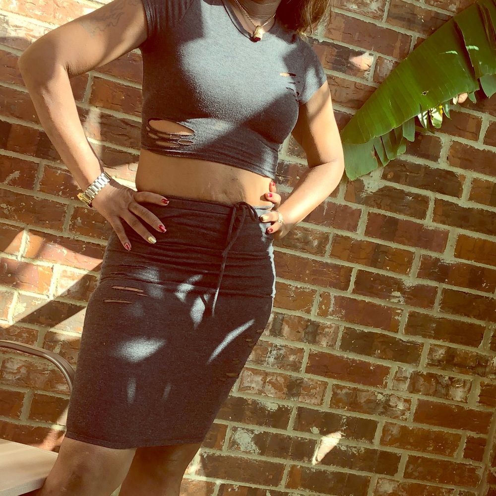 Grey Skirt and blouse set